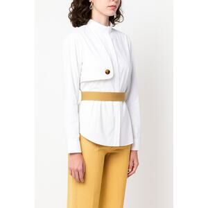 DESTREE Hans Poplin Shirt w Sash and Button Detail 100% Cotton Size Small Top